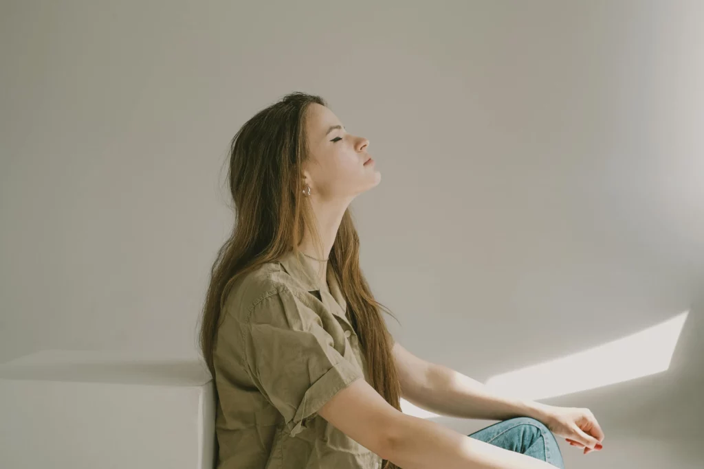 mujer respirando